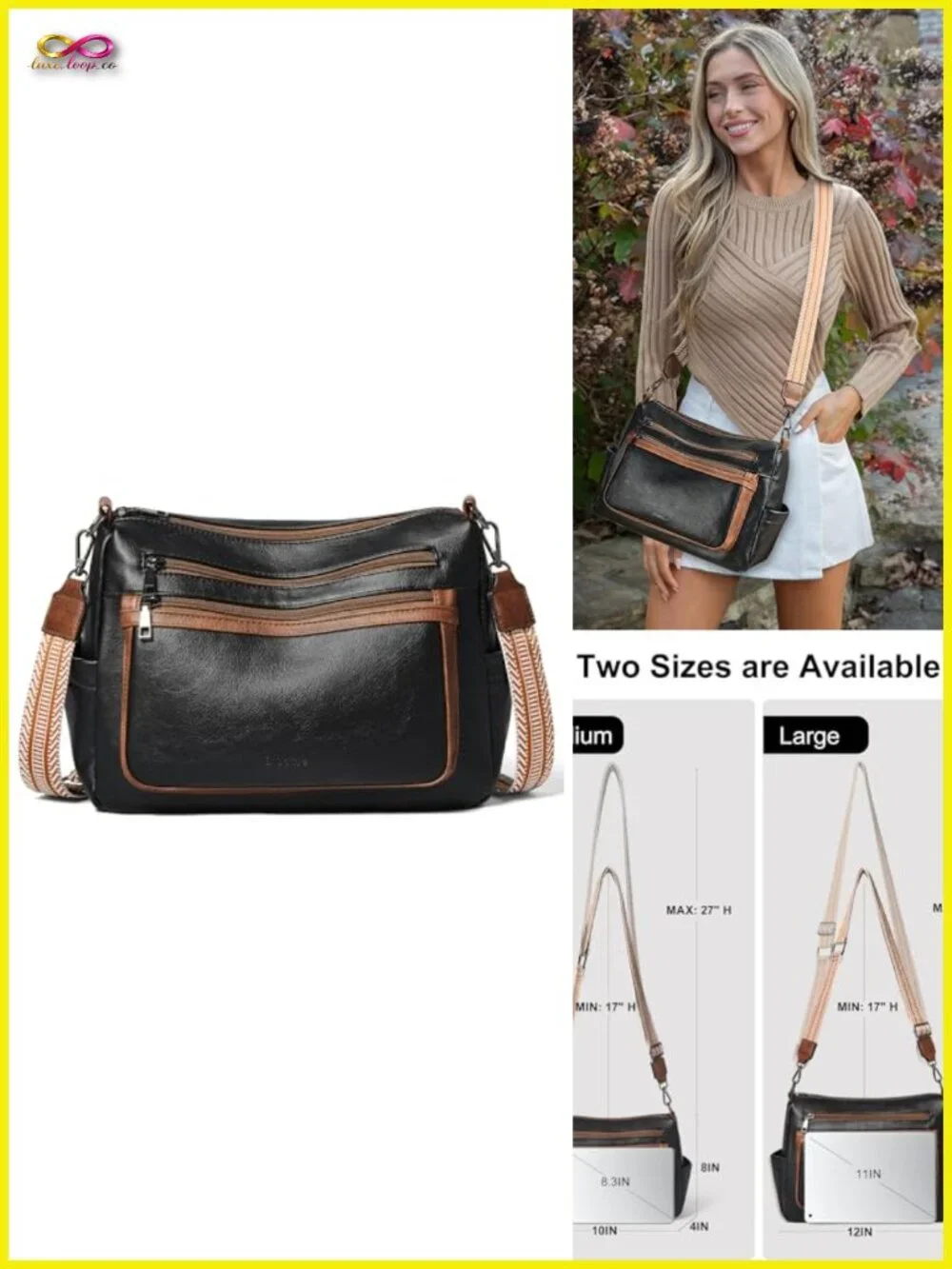 Faux Leather Crossbody Bag with Multiple Compartments